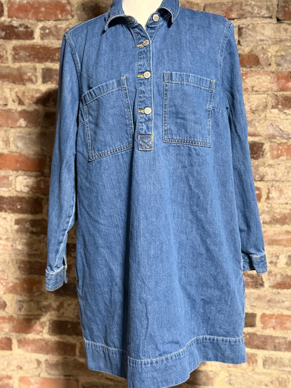 GAP Blue Denim Button-Up Shirt Dress